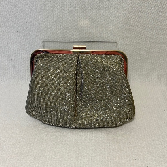 A new day - gold metal frame clutch with sparkle‎ fabric - Picture 1 of 7
